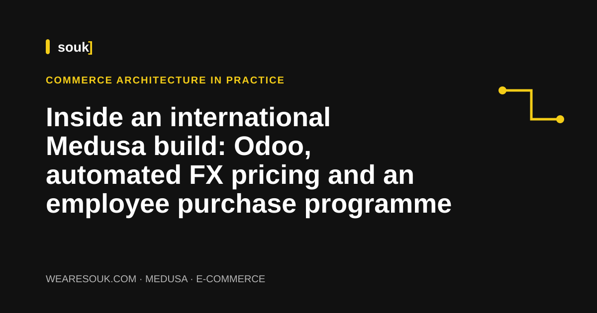 We Are Souk case-study cover: extending Medusa to solve thirteen real e-commerce problems