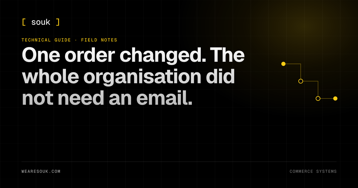 We Are Souk article cover: One order changed. The whole organisation did not need an email.
