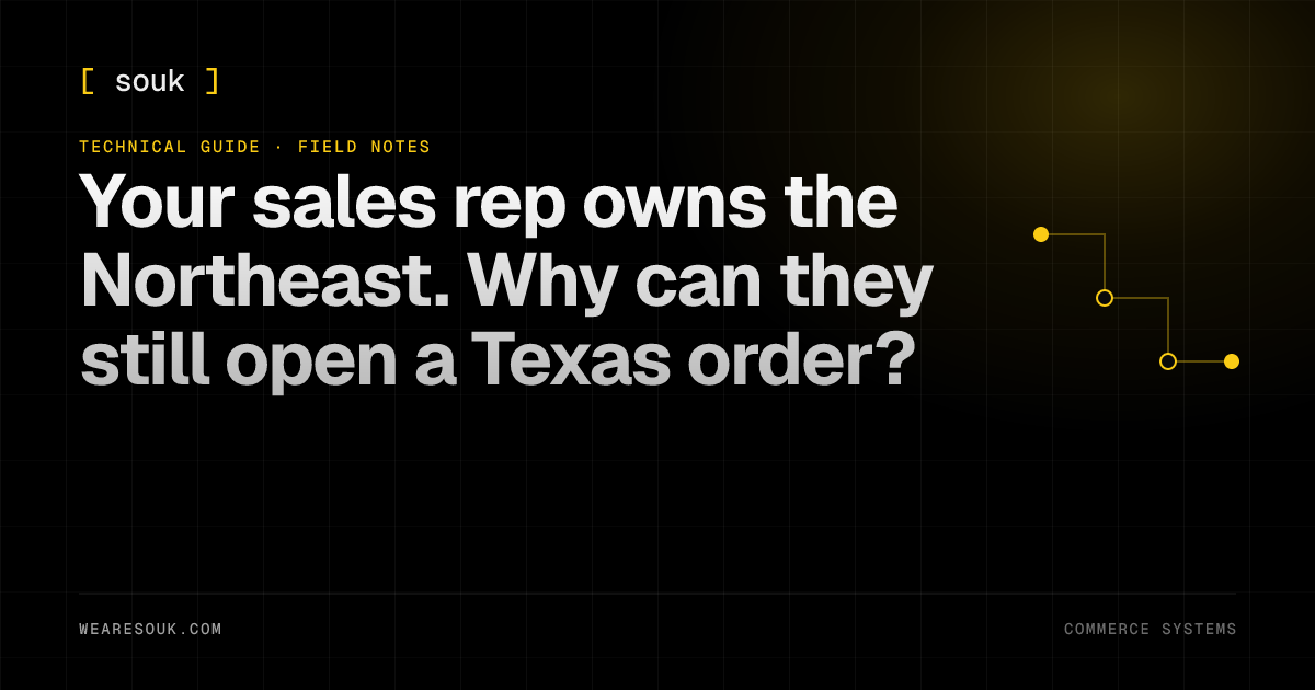 We Are Souk article cover: Your sales rep owns the Northeast. Why can they still open a Texas order?