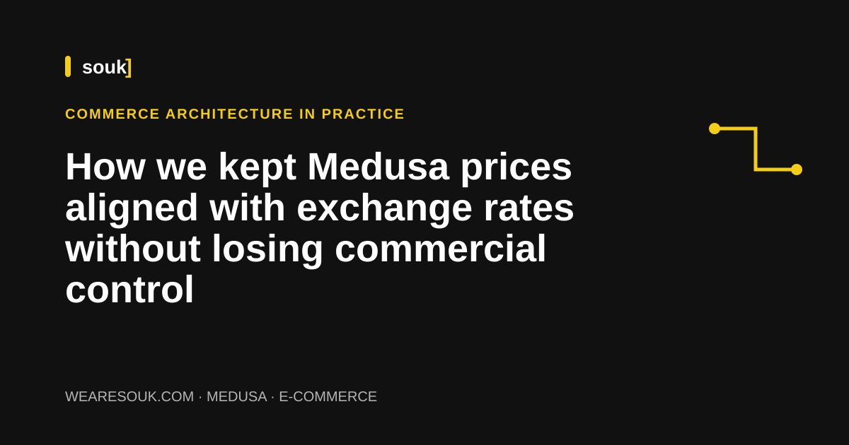 We Are Souk article cover: How we kept Medusa prices aligned with exchange rates without losing commercial control