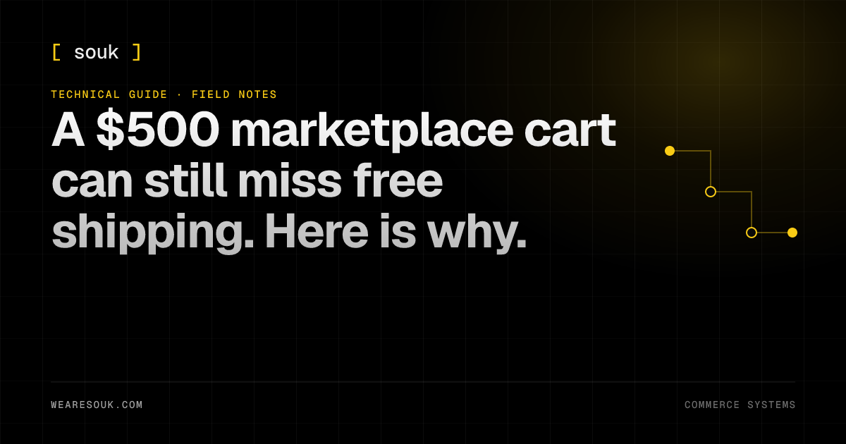 We Are Souk article cover: A $500 marketplace cart can still miss free shipping. Here is why.