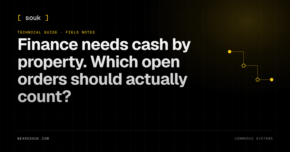 We Are Souk article cover: Finance needs cash by property. Which open orders should actually count?