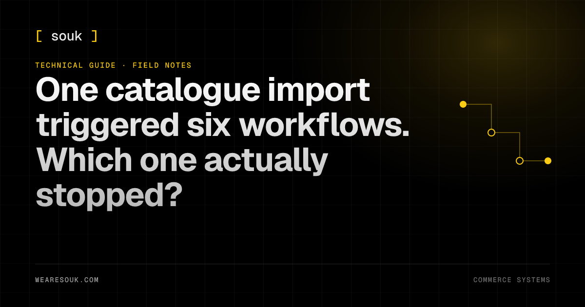 We Are Souk article cover: One catalogue import triggered six workflows. Which one actually stopped?
